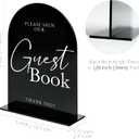 Guest Book With Stand - 5"x7" Black Arched Acrylic Wedding Sign and Base, 1/8" Thick | Modern Calligraphy Arch TableTop for Wedding Reception & Event Party Table