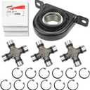 4WD/4X4 Drive Shaft Center Support Bearing and Universal Joints Kit Fit for 1999-2010 Ford F250 F-350 Super Duty Driveshaft Support Bearing Carrier Bearing and U Joints