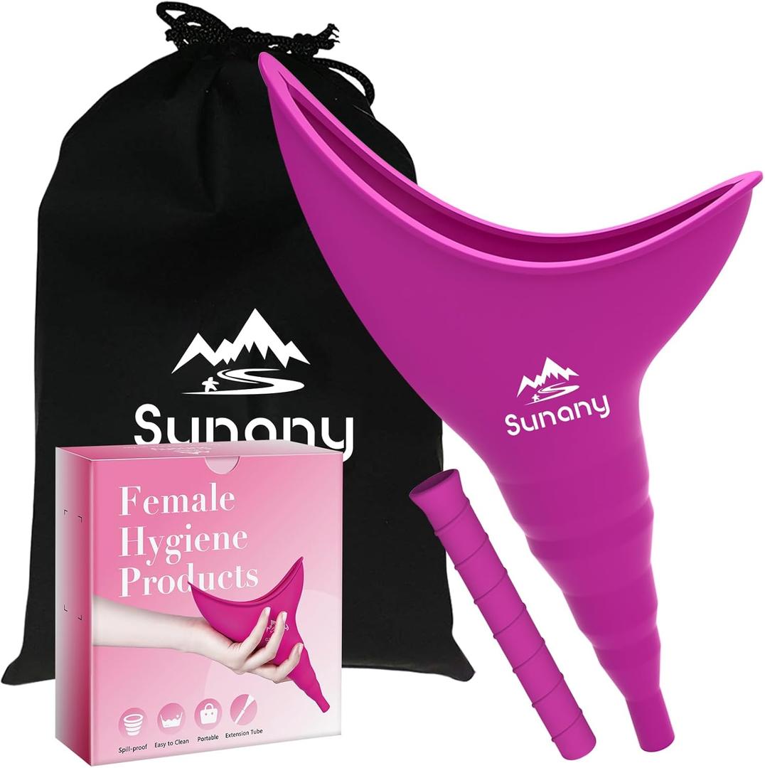 Female Urination Device, Reusable Female Urinal Silicone Women Pee Funnel Allows Women to Pee Standing Up, The Perfect Companion for Camping,Outdoor,TravelFuchsia (Purple)