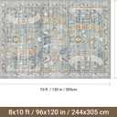 befbee Washable Rug 8x10 Area Rugs for Living Room - Stain Resistant Non-Slip Backing Rugs for Bedroom - Vintage Large Area Rug (Blue/Gold, 8'x10')