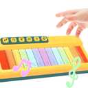 Toddlers Piano Toy with Rainbow Lights, Portable Travel Piano Keyboard Musical Instrument Learning Toys, Music Interactive Birthday Gift for 3 4 5 Year Old (Yellow)