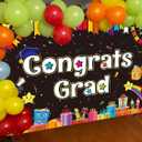 Preschool Graduation Backdrop Colorful Congrats Grad Banner for Kindergarten Class of 2026 Ceremony Supplies Congratulations Grad Party Outdoor Decorations (8X6 FT)
