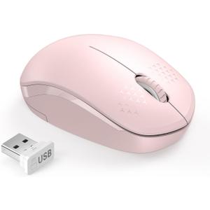 seenda Wireless Mouse for Laptop, 2.4G Noiseless Mouse with USB Receiver  Optical Tracking Portable Computer Mice for Chromebook, PC, Tablet, Windows System, 24 Months Battery Life  Pink