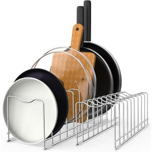FLSEPAMB Pot Lid Organizer Pan Lid Organizer Kitchen Pot Lid Rack Suitable for Bakeware Dish Plate, Cutting Boards, Pots & Pans, Serving Trays, Reusable Holder (2 Pack) (Fixed)