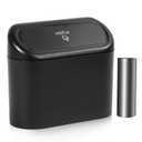 NBTEPEM Car Trash Can with Lid, Mini Auto Garbage Can with 30 Trash Bags, Leakproof Automotive Garbage Container Bin, Multipurpose Organizers and Storage for Car, Home, Office (Black)