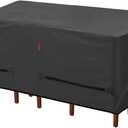 Porch Shield Patio Table Cover - Waterproof Outdoor Dining Table and Chairs Furniture Set Cover Rectangular - 96 x 48 inch, Black