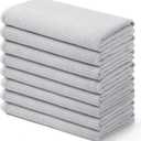 Homaxy 100% Cotton Waffle Weave Kitchen Towels - 8 Pack Soft and Absorbent Dish Towels - 16 x 26 Inches Quick Dry Hand Towels - Light Grey