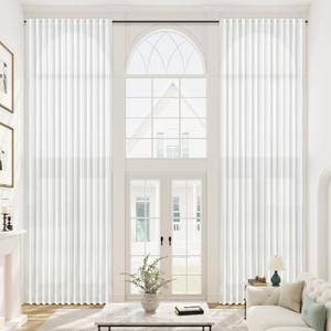 White Linen Sheer Curtains 120 Inches Long 100 Inch Wide for Living Dining Room Privacy Light Filtering Back Tab Off White Curtain 120 Inch Length for Sliding Door Bedroom 10FT(1 Panel, W100xL120)