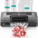 HiCOZY Vacuum Sealer for Food, Powerful Heat Food Sealer, Dry Moist 7-1 Multiple Automatic Modes, Easy-Lock Handle, Compact Design with 10 Vacuum Bags & 2 Bag Rolls, Bag Cutter Included, Space Gray