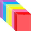 INFUN Heavy Duty Plastic Pocket Folder with Prongs and Clear Front Pocket - 18 Pack, 3 Prong Folders with Pockets and Card Slot, Assorted Colors