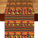 Nepnuser Kwanzaa African Kente Table Runner Juneteenth Decorations American Trible National Holiday Party Supply Home Kitchen Decor 72Inches Long (13" x 72")