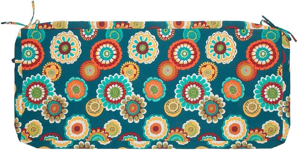 Magpie Fabrics Patio Bench Cushion Cover 42x18x3 Inch, NO Insert! Water Resistant Outdoor Loveseat Replacement Cover with Zipper (Floral Green)