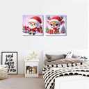 2 Pack Christmas Paint by Numbers for Kids with framed, DIY Cute Cartoon Christmas Kids Paint by Number Kits on Canvas, Arcrylic Easy Paint by Number for Kid and Adults Home Wall Decor 7.8x7.8Inch