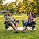 FAIR WIND 2 Pack Fully Padded Oversized Camping Chair Heavy Duty Lawn Chair Set with Adjustable Lumbar Support, Cooler Bag & Cup Holder for Camp, Outdoor,Sports - Support 500LBS