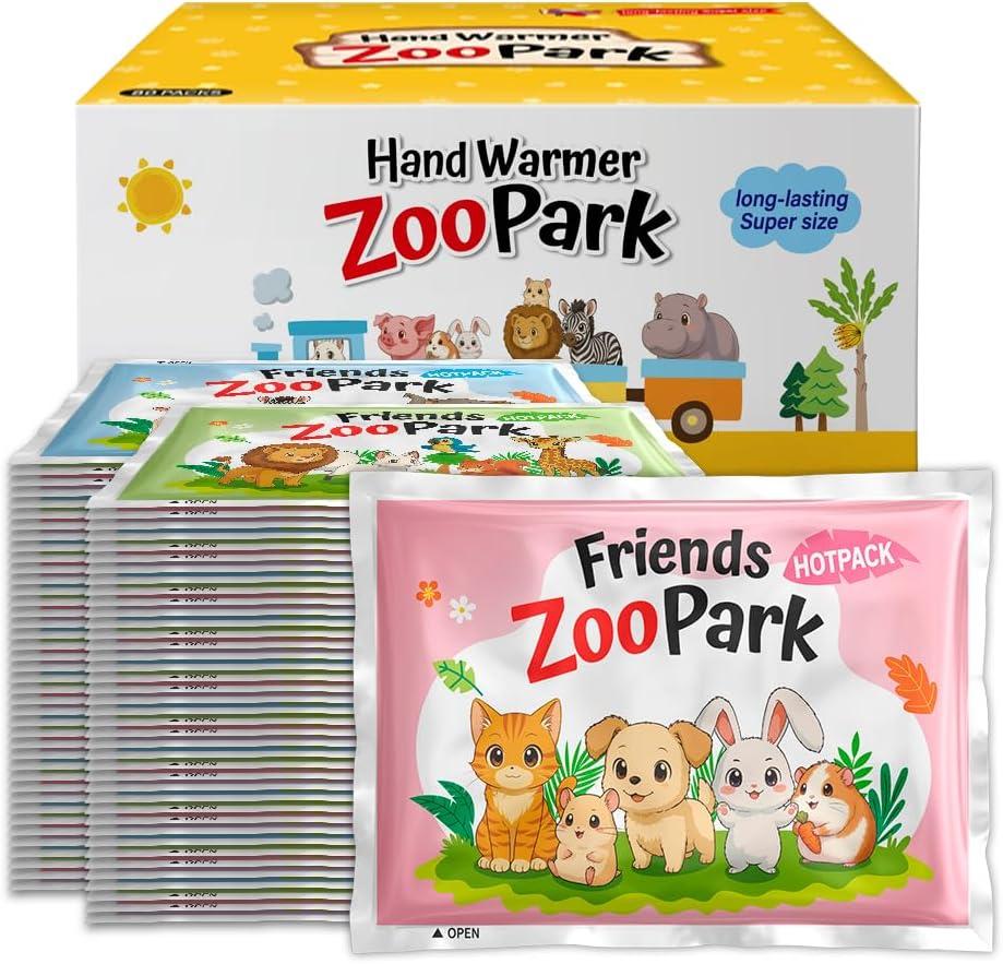 InLife ZooPark Super Warmer for Hands and Body | All Natural & Safe, Instant Quick Heat, Easy & Comfort | Bigger Size, Air Activated, Animal Characters, Stable & Long-Lasting | Odorless, 80 Packs