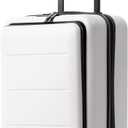 Coolife Carry-On Luggage, 20-inch Lightweight Hardshell, Airline-Certified ABS+PC, Pocket Compartment (White, 20-inch Carry-On)