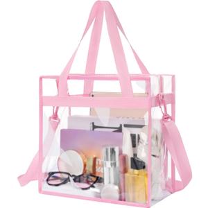 BAGAIL Clear Bags 12x6x12 Stadium Approved Clear Tote Bag with Zipper Closure Crossbody Shoulder Bag with Adjustable Strap