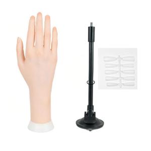 Realistic Practice Hand Flexible Bendable Nail Practice Hand With HolderNINGDAN Hand Nail Art Training Tools Necklace Bracelet Ring Stand for Showing Photography Props Nail Tech (1pcs Right+bracket)