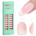 4 x modelones French Tip Press on Nails, 150Pcs M-Almond Fake Nails with Nail Box, Pink & White Gel Nail Tips for Women, Soft Glue-On Nails for Natural Salon Look, DIY Nail Art Kit (15 Sizes)