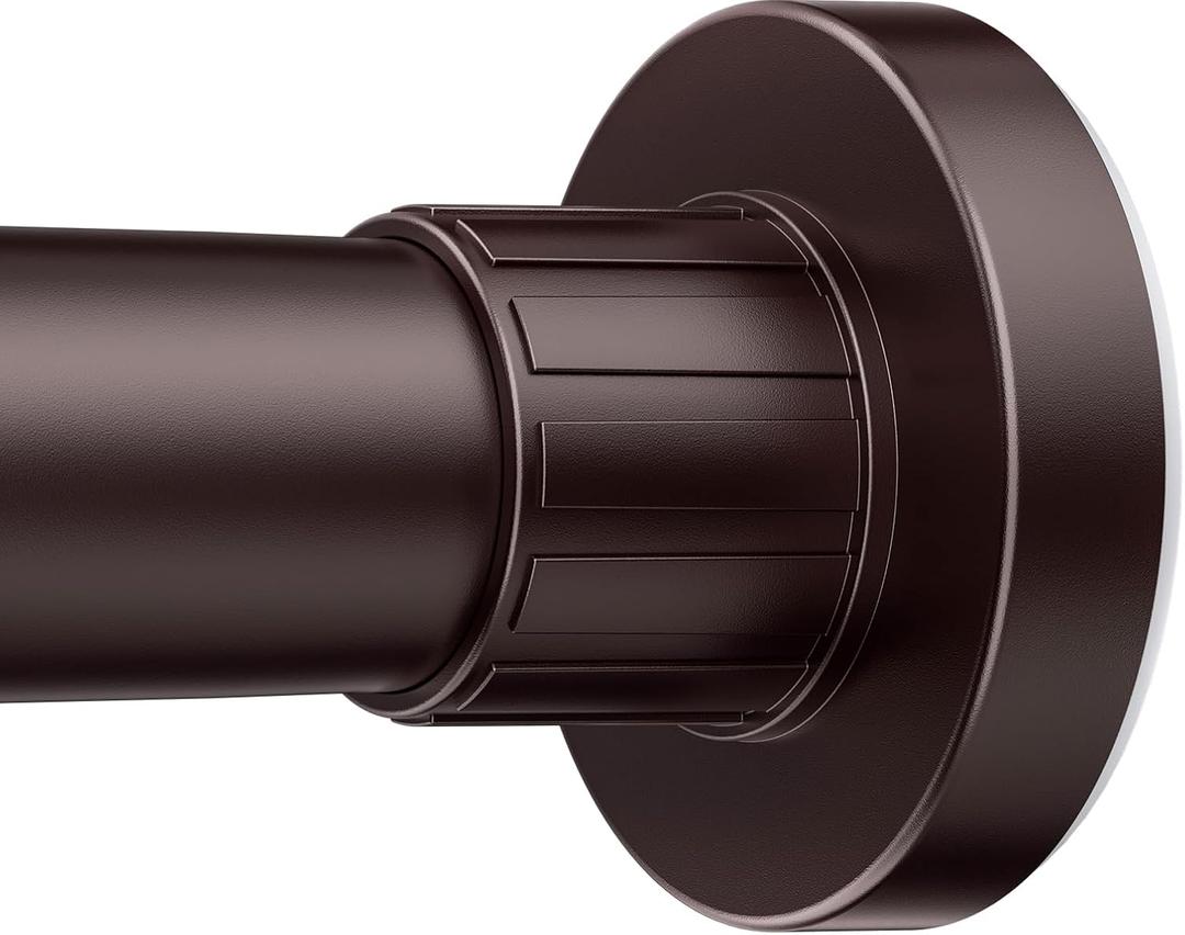 Ausemku Shower Curtain Rod 32-80 Inch Adjustable - 1 Inch Diameter Heavy Duty No drill Spring Tension Shower Rod, Non-Slip Rustproof Telescopic Rod for Bathroom, Brown