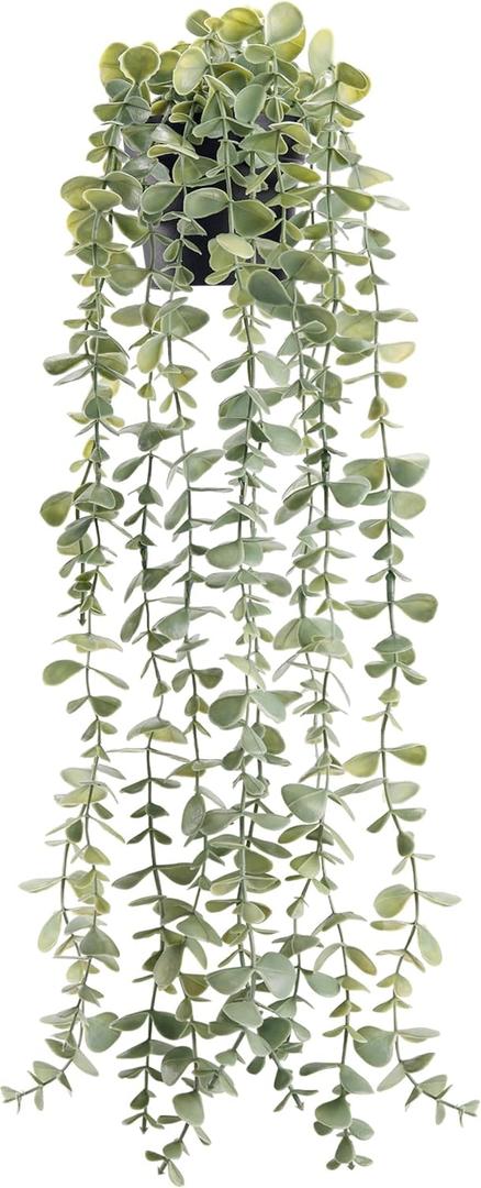 Der Rose 1Pcs Fake Plants Hanging Artificial Potted Faux Eucalyptus Plants for Modern Boho Farmhouse Bathroom Office Desk Wall Art Shelf Living Room Aesthetic Decor Indoor (Grey)