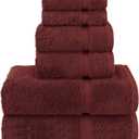 Chakir Turkish Linens Luxury Spa and Hotel Quality Premium Turkish Cotton 6-Piece Towel Set (2 x Bath Towels, 2 x Hand Towels, 2 x Washcloths) (6-Piece Towel Sets, Cranberry)