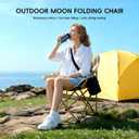 Outdoor 3-Layer Padded Moon Chair, Thick Cotton Cushion, 600D Oxford Fabric, Portable Folding Camping Chair with Side Pocket, Supports up to 300 lbs, 26" x 15" x 15" (Brown/Compact), 18.8 inches x 18.8 inches x 36 inches