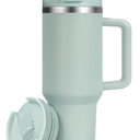 Labulabla 40oz Tumbler with Handle,Double Wall Vacuum Reusable Stainless Steel Insulated Water Bottle,With Leak Proof lid and Straw for Iced or Cold Beverages (Blue Haze)