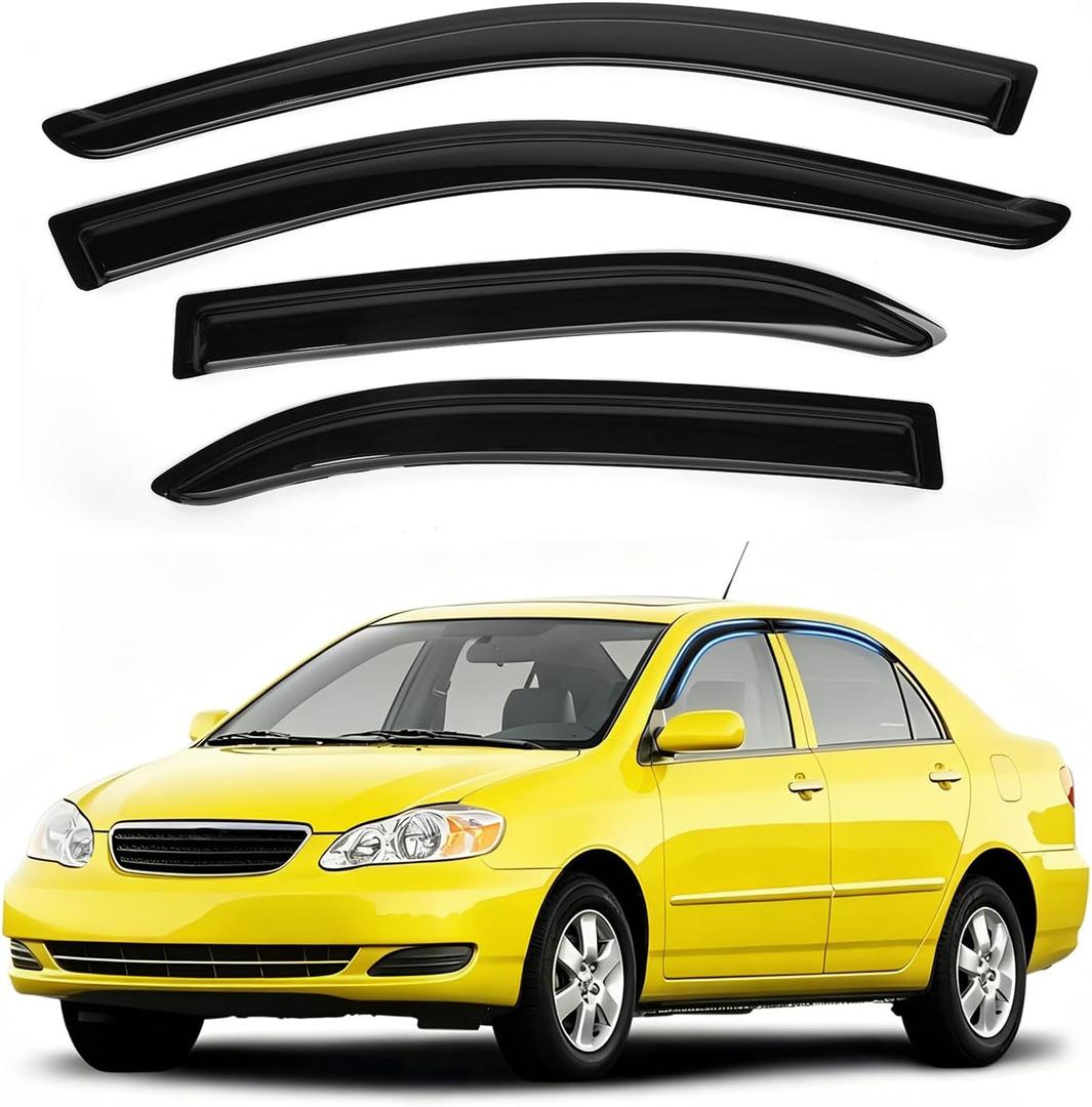 Corolla Rain Guards - Window Visors for Toyota Corolla 2003-2008, Out-Channel Side Window Rain Guards for Corolla Accessories, 4PCS, Black, Car Accessories