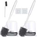 Lefree 2 Pack Silicone Toilet Brush Set with Ventilated Holder, Floor Standing & Wall Mounted Toilet Scrubber (Gray)
