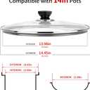 14 Inch Pan Lid, 14'' Frying Pan Lids, Tempered Glass Cast Iron Lid for Skillets, Fry Pan, Wok Pot (14 inch)