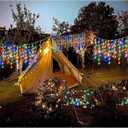 304 LED Solar Christmas Lights, Multicolored Outdoor Icicle Lights, 8 Modes Waterproof Solar Powered String Lights for Xmas Tree Patio Yard Garden Wedding Party House Eaves Roof Decorations