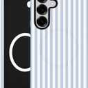Compatible with MagSafe Striped Phone Case for Samsung Galaxy A16 5G, Cute Aesthetic Striped Magnetic Soft TPU and Hard PC Protective Phone Cover for Women Girls - Blue