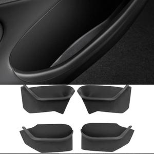 TOPABYTE Door Side Storage Box Full Wrapped for Tesla Model Y Juniper 2025 2026 4PCS Front & Rear Door Organizer Tray TPE Slot Pockets Liner Protector for Model Y Launch Series Accessories