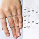 2 Sheets Mini Dot & Chevron Ring Tattoo Set for Women – Tiny Sparkle Semi-Permanent Temporary Tattoos for Fingers & Hands