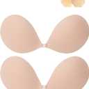 Awant Strapless Sticky Bra Invisible Sticky Boobs Silicone Adhesive Bra Backless Pushup Lift Bra Beige