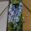 8PCS Blue Delphinium Artificial Flowers 29.5" Combo Clematis Greenery 23.6" Long Stem Flowers for Tall Vase Larkspur Silk Flowers Floral Arrangements Table Party Home Decor (Ice Blue)