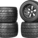 RC Station 17mm Hex RC Wheels and Tires for Traxxas Sledge Maxx Revo 3.3 Summit Arrma Kraton Notorious Outcast 6s Redcat 3.8 RC Tires 1/8 Scale RC Truck Wheels and Tires Preglued Set of 4 S-1