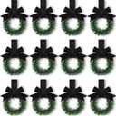 Retrowavy 12 Pcs Christmas Kitchen Cabinet Wreaths with Ribbon 3.94 Inch Mini Christmas Wreath Small Kitchen Xmas Decor for Window Door(Black, Classic Style)