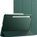 JETech Case for Samsung Galaxy Tab S10 Lite / S10 FE / S9 FE 10.9-Inch, Slim Translucent Back Tri-Fold Stand Protective Tablet Cover, Support S Pen Charging, Auto Wake/Sleep (Midnight Green)