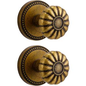 Antique Brass Door Knob Dummy Door Knobs Interior Dummy Door Handle Single Sided Decorative, Zinc Alloy, 2 Pack