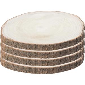 Vintiquewise Barky Natural Wood Slabs Rustic Ornament Slice Tray Table Charger 16" set of 4