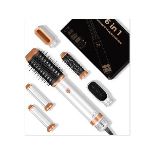 6 in ONE Blow Dryer Brush, Curling Wand Hair Styling Tools Set, Ionic Hot Air Hair Dryer, Massage Oval Hair Dryer, Left&Right Hair Curlers 100-120V