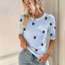 Zeagoo Women Short Sleeve Sweater Summer Crew Neck Dressy Casual Soft Knit Pullover Tops Trendy (Blue, M)