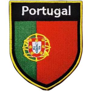 Portugal Flag Shield Patch Iron On Embroidered Applique Tactical National Flags Emblem Badge (1 Pack)