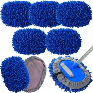 Layhit 5 Pcs Car Wash Mitt Set, Brush Not Included, Microfiber Mitt Cleaning Car Truck Washing Tools Kit RV Pickup Chenille Scratch Replacement (Royal Blue)