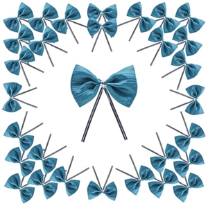 Pack of 2 WEWILUCK Premade Twist Tie Bows, Small Teal Satin Ribbon Bow for Treat Bags, Crafts, Candy, Bakery, Baby Shower Wedding Christmas Birthday Party Decorations(3 Inches, 30PCS)