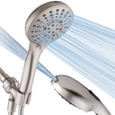 BRIGHT SHOWERS High Pressure Shower Head with Handheld, 9 Spray Settings Showerhead Built in Power Wash to Clean Tub and Pets, Extra Long 69" Hose, Adjustable Bracket, Brushed Nickel