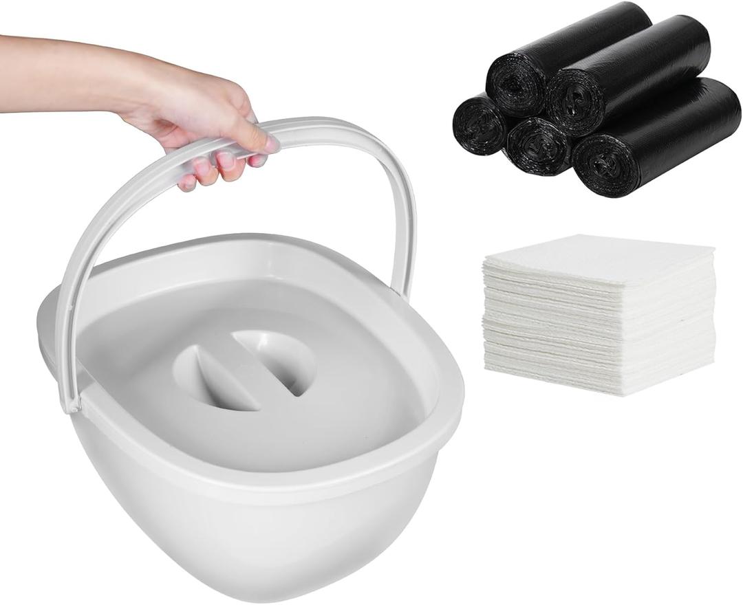 Bedside Commode Bucket Replacement with 100 Liners and 40 Absorbent Pads, Compatible Commode Toilet FTMT & XTMT Models