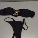 WDIRARA Women's 2 Piece Strapless Swimsuit Brazilian Thong Bikini Set Metal Starfish Bandeau Bathing Suit S
